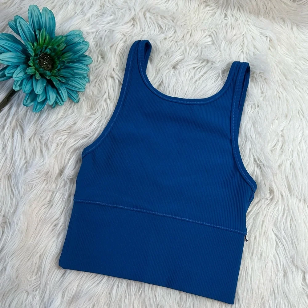 Lululemon • Women’s Power Pivot Tank Blue Ribbed